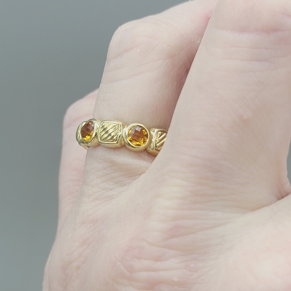 David Yurman Chiclet Band Ring With Citrine in 18k Gold - Picture 13 of 13